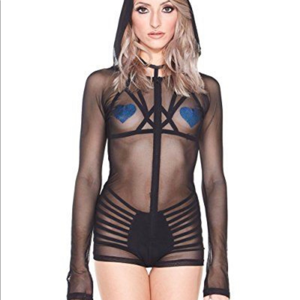 COPY - Mesh bodysuit with hoodie brand new with tags💕